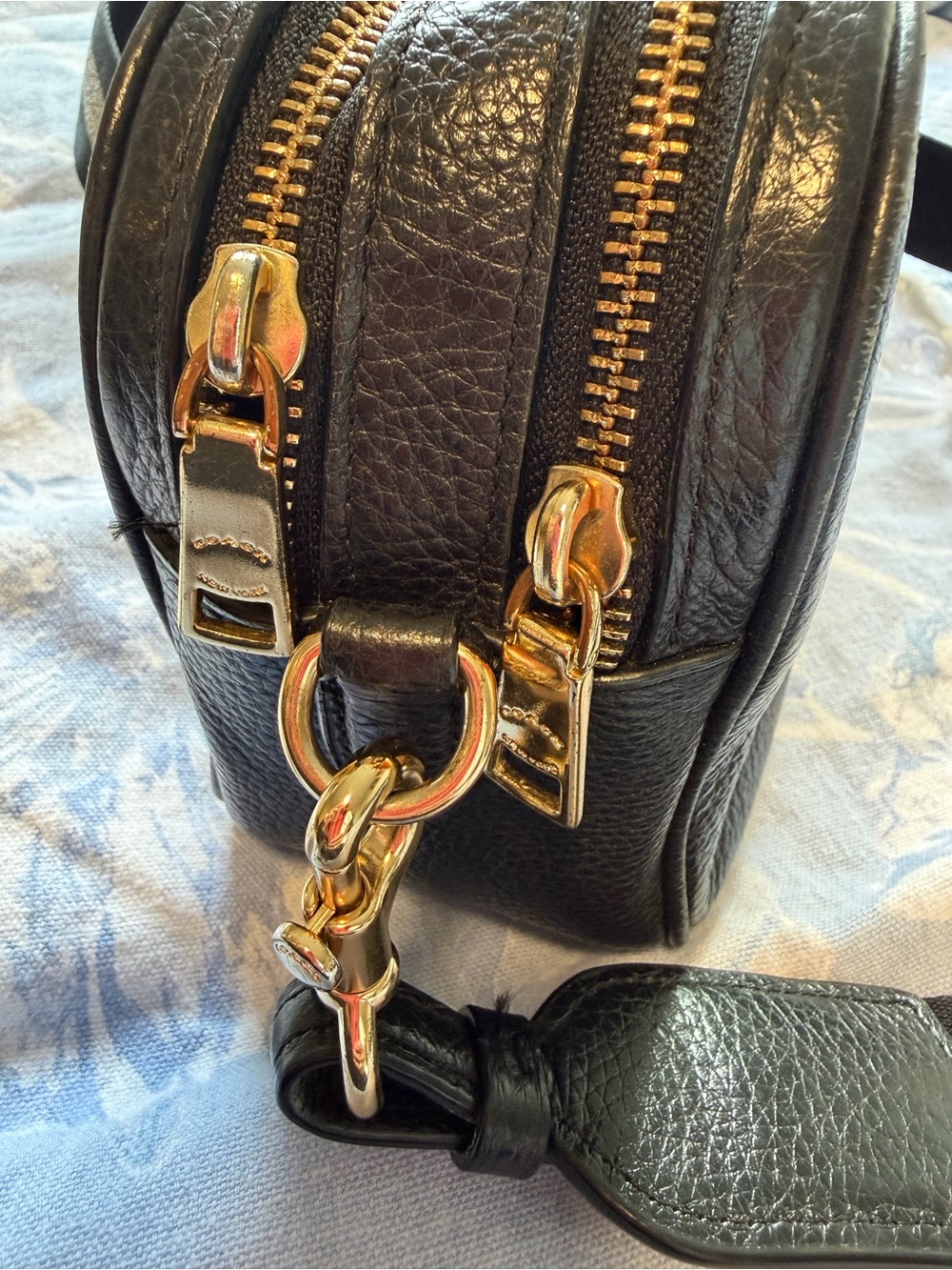 Coach Black Pebbled Leather Bag with Metallic-Trim Strap - Picture 4 of 8